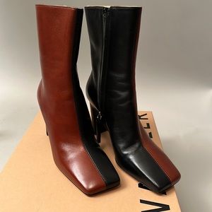 Wandler Black and Brown Heeled Boots